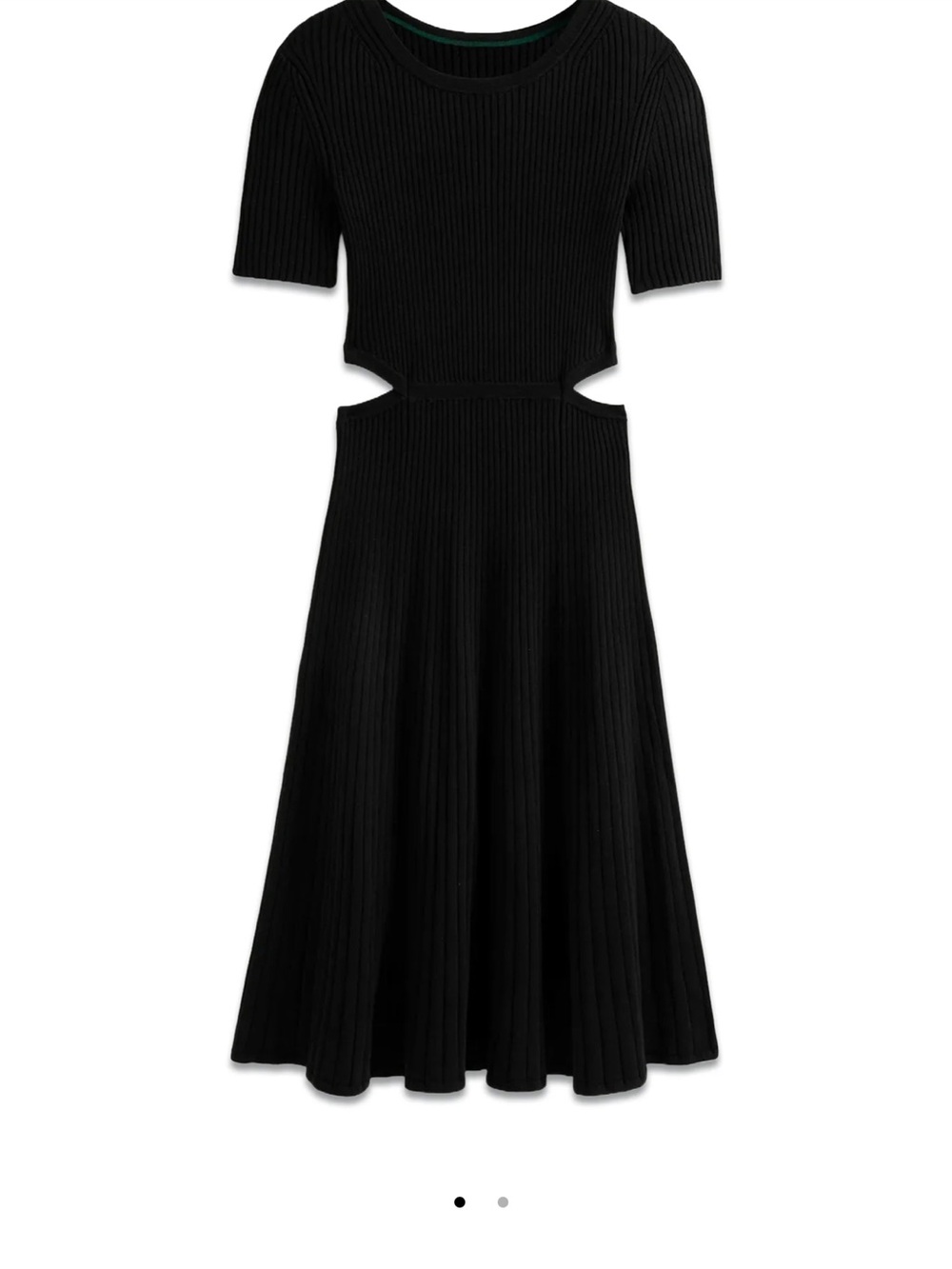 Black Ribbed Cotton Cutout Midi Dress - Women (NWT)